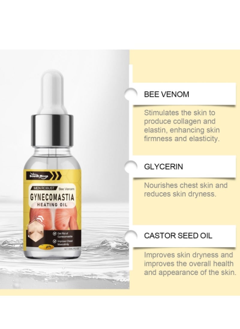 SOUTH MOON - Men Bee Venom Gynecomastia Heating Oil, ,Gynecomastia Tightening Oil for Men, Men Contouring Treatment Oil - Image 1
