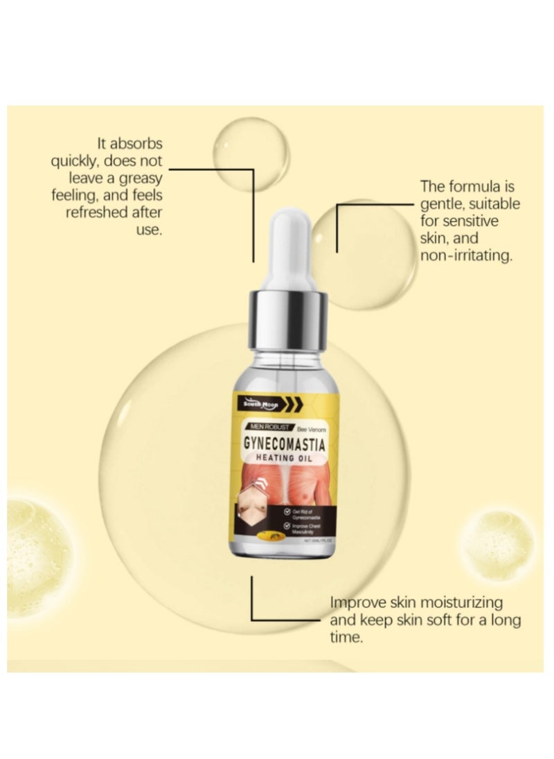 SOUTH MOON - Men Bee Venom Gynecomastia Heating Oil, ,Gynecomastia Tightening Oil for Men, Men Contouring Treatment Oil - Image 1