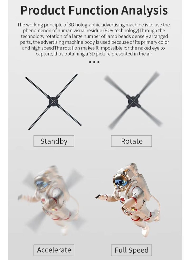 42cm 3D Holographic Fan LED Display – Ultra HD Floating Projection for Stunning Visuals, 4K Imaging, Bluetooth Audio & Multi-Scene Use – Mall, Cinema, Office, Home - Image 4