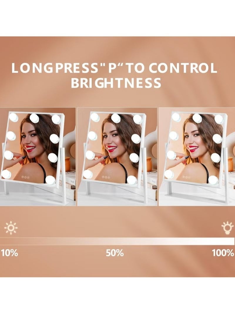 Beauenty - Vanity Mirror With Lights, Hollywood Lighted Makeup Mirror With 9 Dimmable Bulbs & 3 Color Lighting Modes, Detachable 10X Magnification, 360ÃÂ°Rotation, Smart Touch Control - Image 1