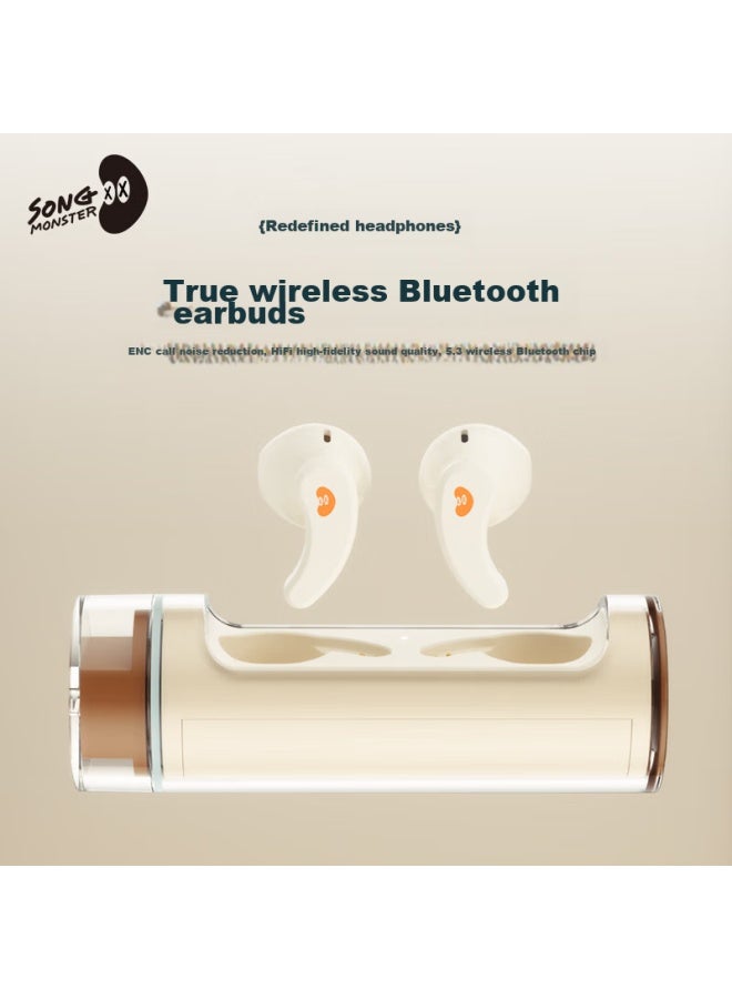 Songx Bluetooth Earphones, Wireless, For Sports, Running, Business, Gaming, Music, Long Battery Life, Semi-In Design, Bluetooth 5.3, Compatible With Apple And Android, Almond Brown - Image 1