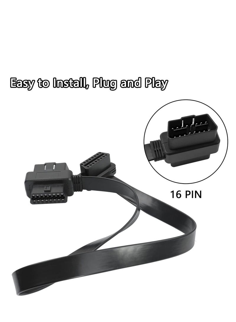 Generic OBD2 Extension Cable, OBDII Extend Cable Adapter, Full 16Pin Male to 2PCs Female for Car OBD Diagnostic Extender Cord Connector Reinforced PVC Material (60CM/23.6Inch)  - Image 3