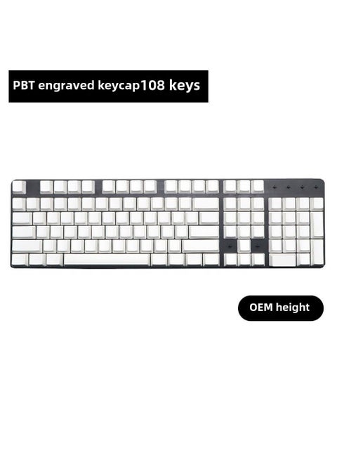 White PBT XDA Keycap Set 108pcs Cherry Profile OEM height-white no engraved-not keyboard