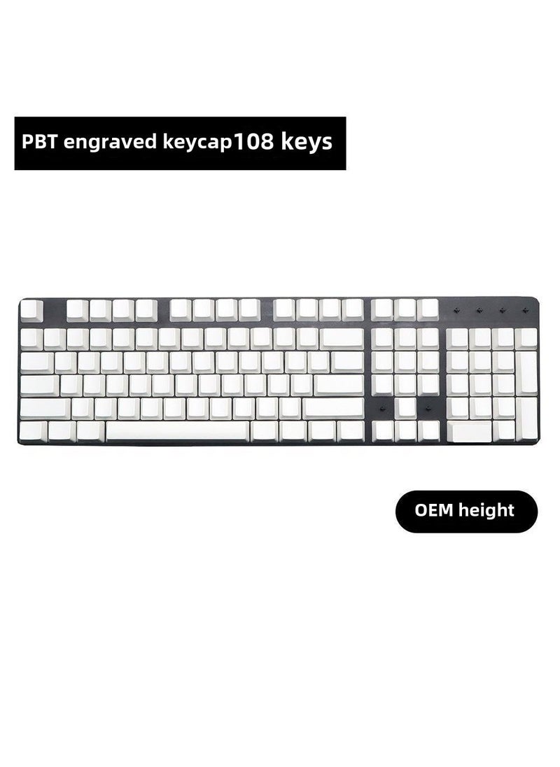 White PBT XDA Keycap Set 108pcs Cherry Profile OEM height-white no engraved-not keyboard
