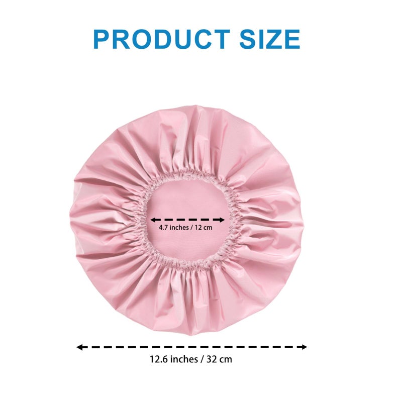 CHFONG Shower Cap for Women, Double Layer Waterproof Bath Cap, Reusable Hair Protector, Large Waterproof Shower Bonnet Washable Elastic Band Bath Hair Hat for Long Hair, Braidsï¼Œ - Pink - Image 4