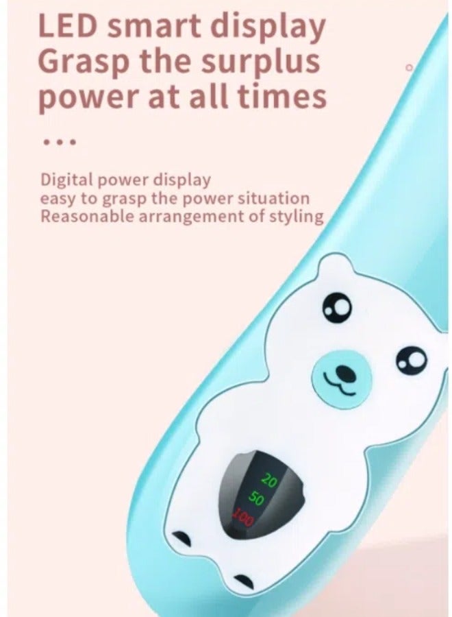 Baby electric hair clipper • Rechargeable children's shaver • Silent electric clipper • Suitable for ages 0-16 • Blue - Image 4