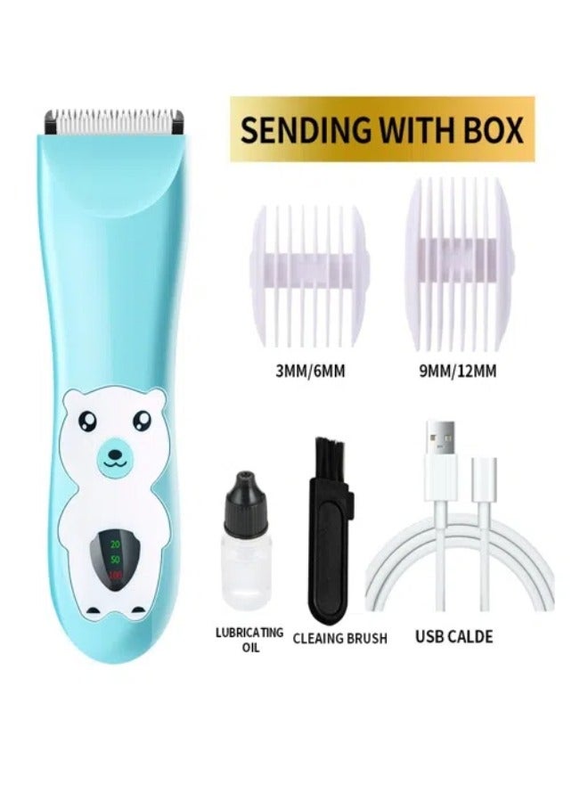 Baby electric hair clipper • Rechargeable children's shaver • Silent electric clipper • Suitable for ages 0-16 • Blue - Image 5