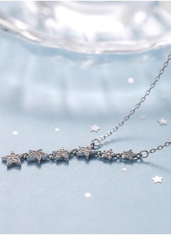 DUNISO Star Y Necklace 925 Sterling Silver Star Choker Necklace Silver Crystal Star Drop Choker Chain Pendant Necklace Simple Necklace Chain Jewelry  for Women Teen Girls  - Image 5