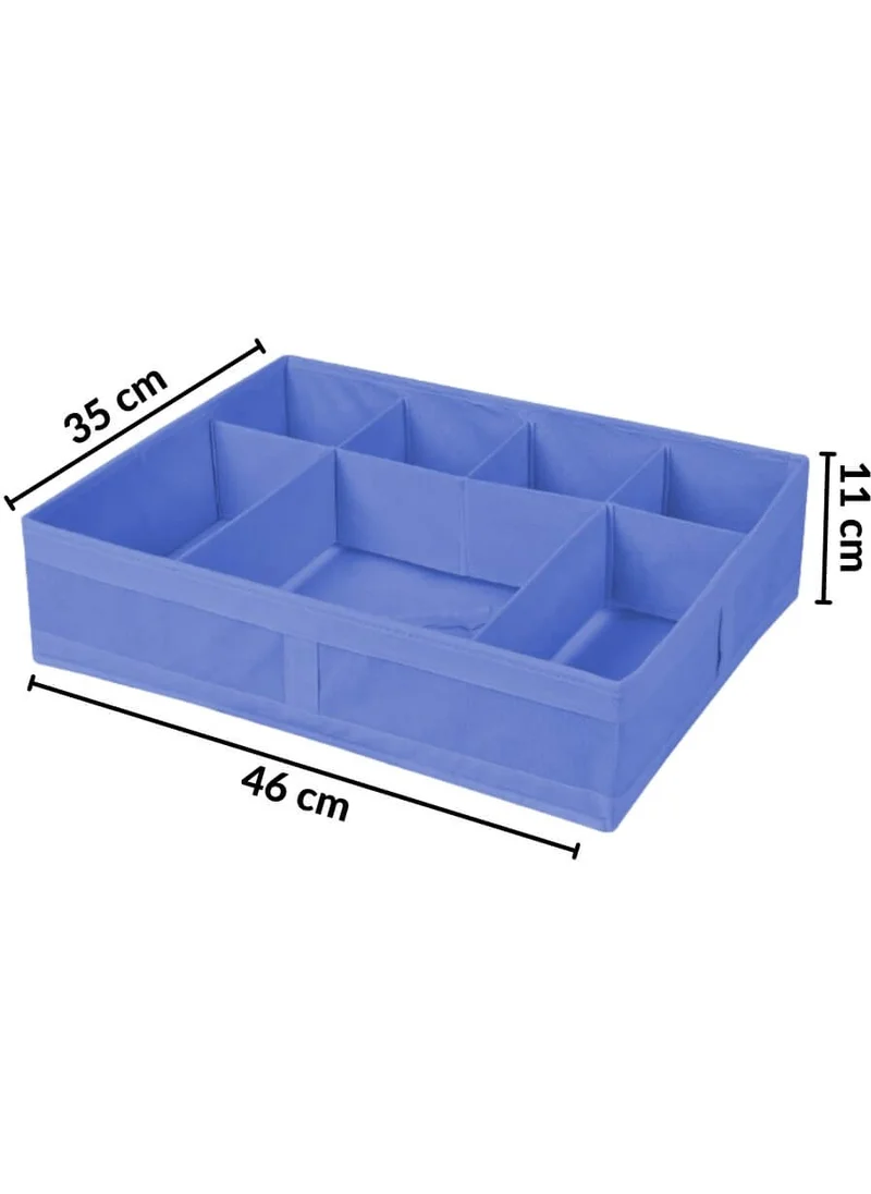 Piev 7 Compartment Drawer Organizer Blue Striped