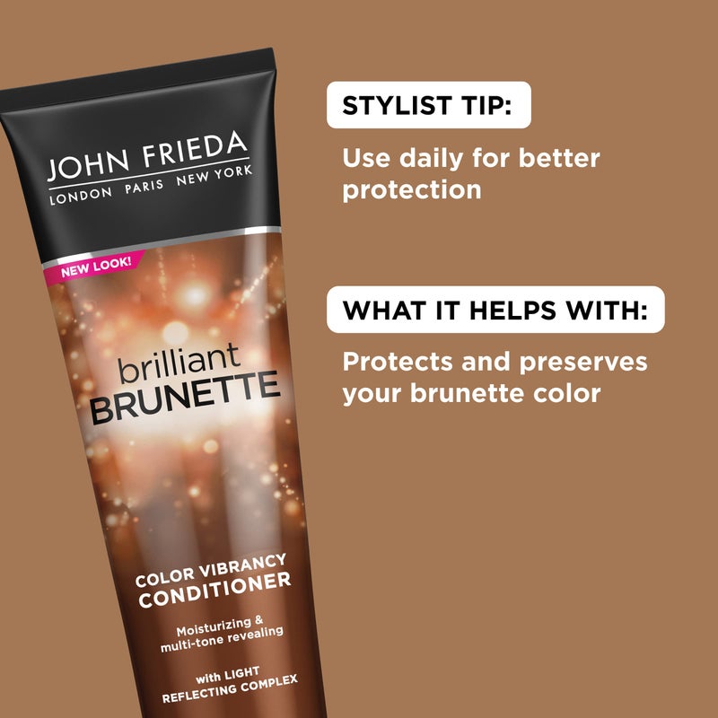 John Frieda Brilliant Brunette, Color Boosting Conditioner, Enhances and Protects Multi-Dimensional Tones, With Sweet Almond Oil to Rehydrate and Replenish Dry Hair, 8.45 Oz - Image 3