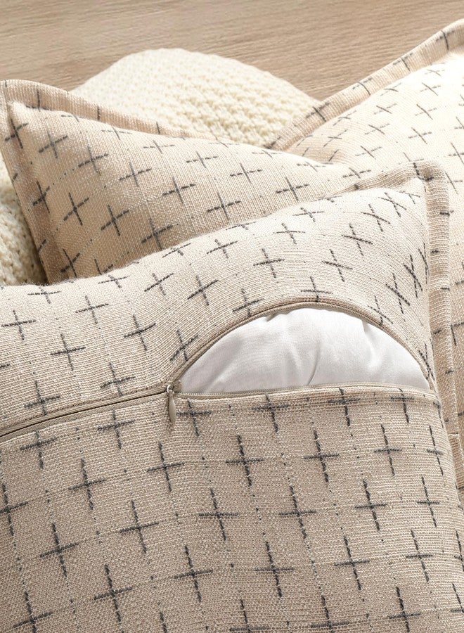 ZWJD Pillow Covers 18x18 Set of 2 Soft Polyester Textured Pillow Covers with Stylish Flange Edge Cozy Farmhouse Throw Pillows for Couch Bed Sofa Living Room - Image 3