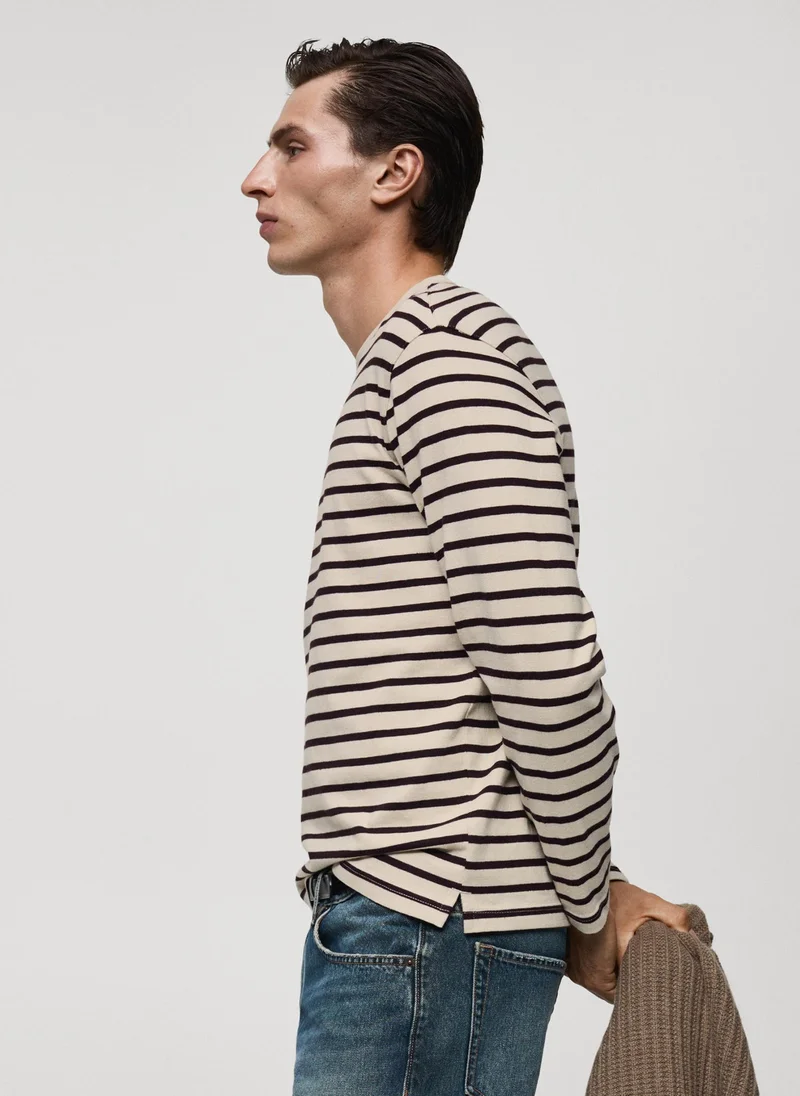 مانجو مان Stripe Crew Neck T-Shirt