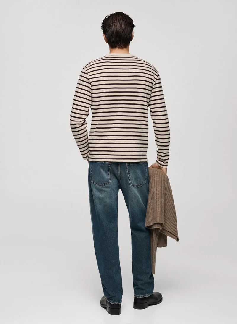 مانجو مان Stripe Crew Neck T-Shirt