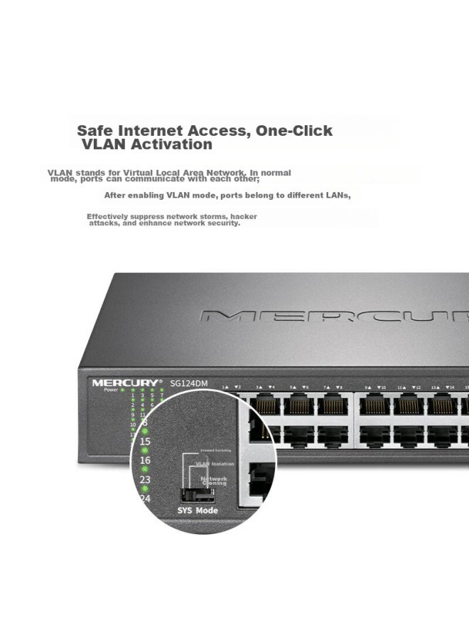 Mercury 24-port Gigabit Switch, Steel Shell Desktop, Enterprise Engineering Network Dedicated Splitter Sg124dm - Image 2