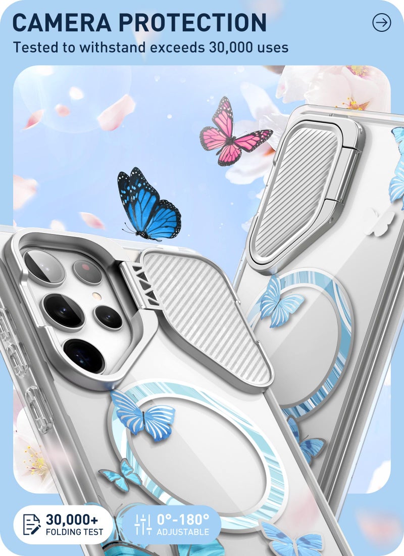 I-blason غطاء i-Blason كوزمو لهاتف سامسونج جالاكسي S24 ألترا مع غطاء كاميرا وحامل، [يدعم MagSafe] غطاء أنيق 360 كامل مع واقي شاشة وحامل مغناطيسي لهاتف S24 ألترا، بلو فلاي - Image 2