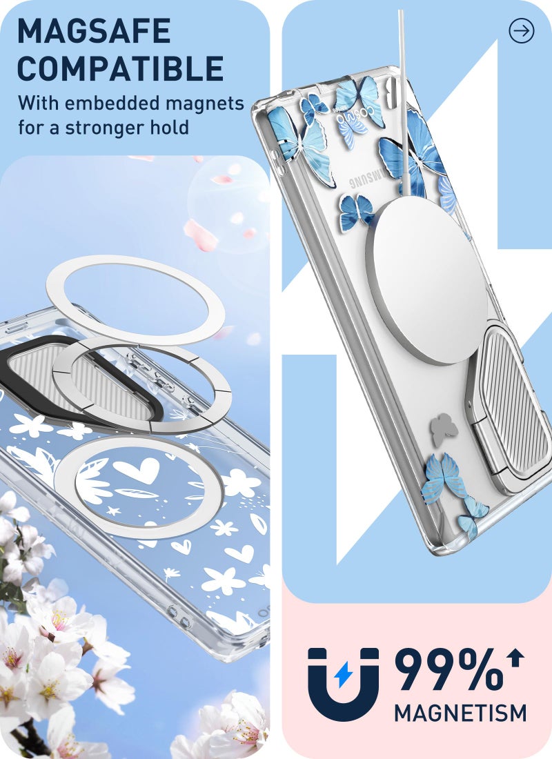 I-blason غطاء i-Blason كوزمو لهاتف سامسونج جالاكسي S24 ألترا مع غطاء كاميرا وحامل، [يدعم MagSafe] غطاء أنيق 360 كامل مع واقي شاشة وحامل مغناطيسي لهاتف S24 ألترا، بلو فلاي - Image 4
