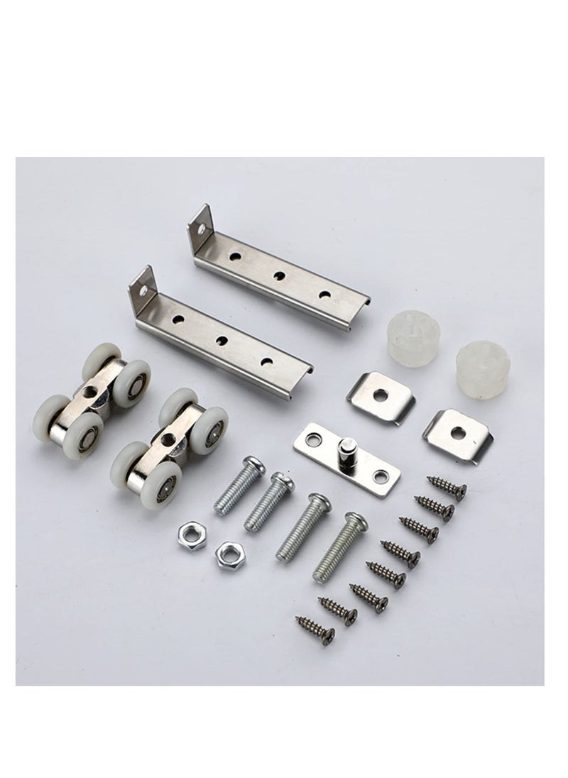 Excefore - Metal Sliding Track Closet, 2 Pcs Pocket Door Roller Wheel Set, Cabinet Sliding Door Pulley 4-Wheel - Image 1