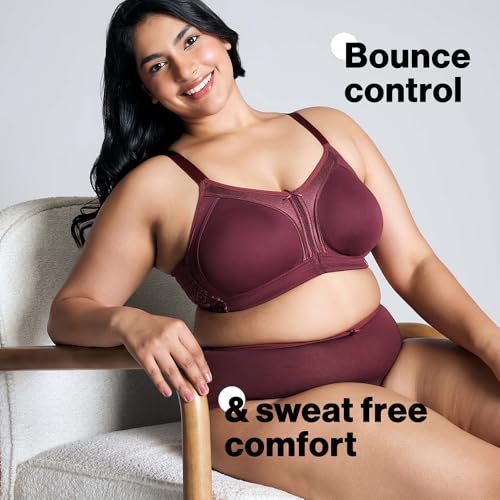 NYKD by Nykaa Women’s Full Support M-Frame Heavy Bust Everyday Cotton Bra | Non-Padded | Wireless | Full Coverage| Bra, NYB101, Wine, 34D, 1N - Image 2