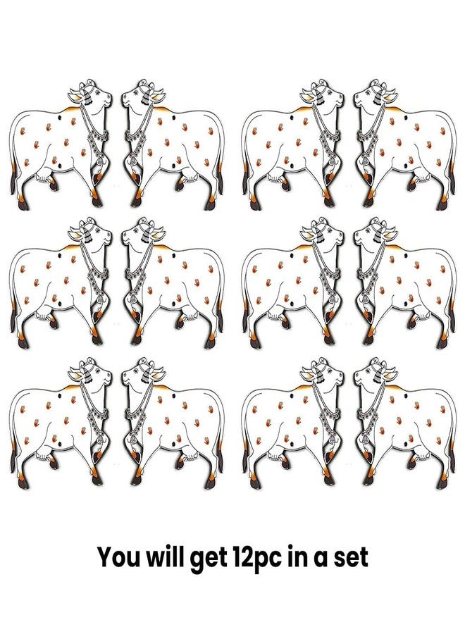 Adikala Printed Pichwai Cow MDF Cutout for Door/Wall Decoration Kit | Diwali | Dussehra | Rangoli | Pooja | Festival Gift | Wedding Decorations (12, 5 in) - Image 3
