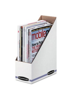 Bankers Box 10723 Corrugated Cardboard Magazine File 4 X 9 1/4 X 11 3/4 White (Case Of 12)  - Image 1