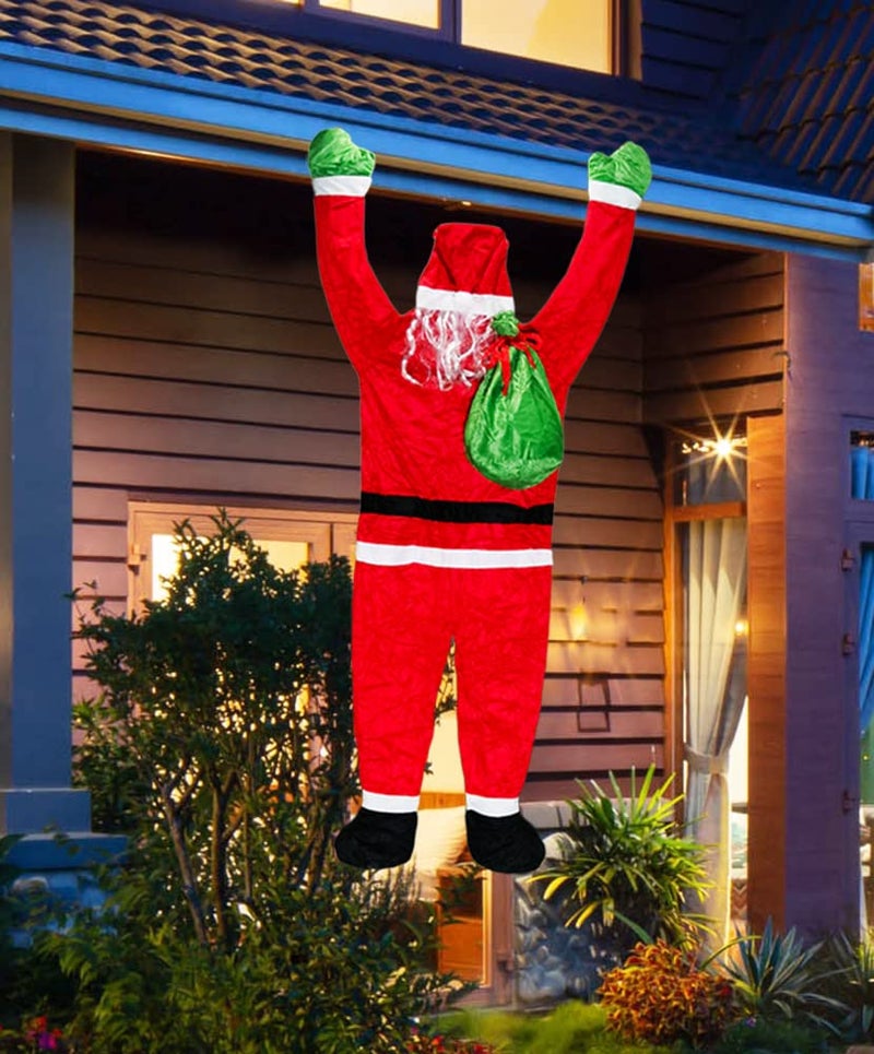 AISENO AISENO Christmas Outdoor Decorations 5.6FT Hanging Santa Claus Decor from Gutter Roof Chimney Tree for Xmas Holiday Ornament  - Image 1