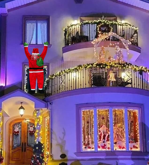 AISENO AISENO Christmas Outdoor Decorations 5.6FT Hanging Santa Claus Decor from Gutter Roof Chimney Tree for Xmas Holiday Ornament  - Image 4