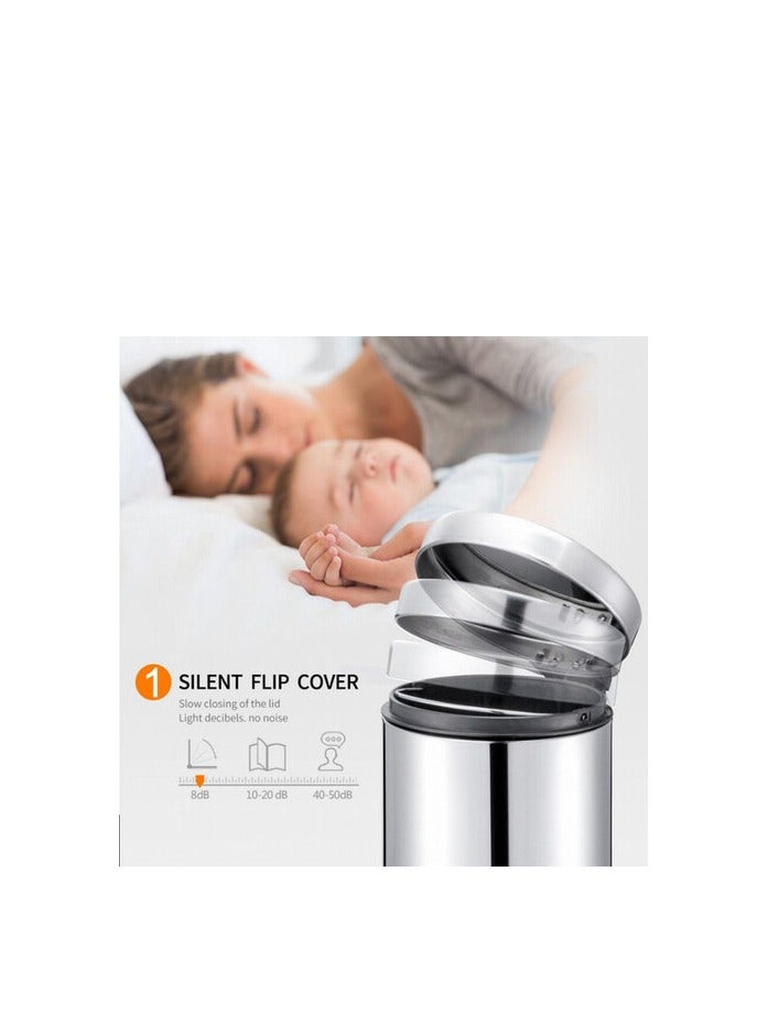 PROMASS Heavy Duty Trash Can Hydrolic Lid Opener Steel Dust Bin 5 Liter - Image 1