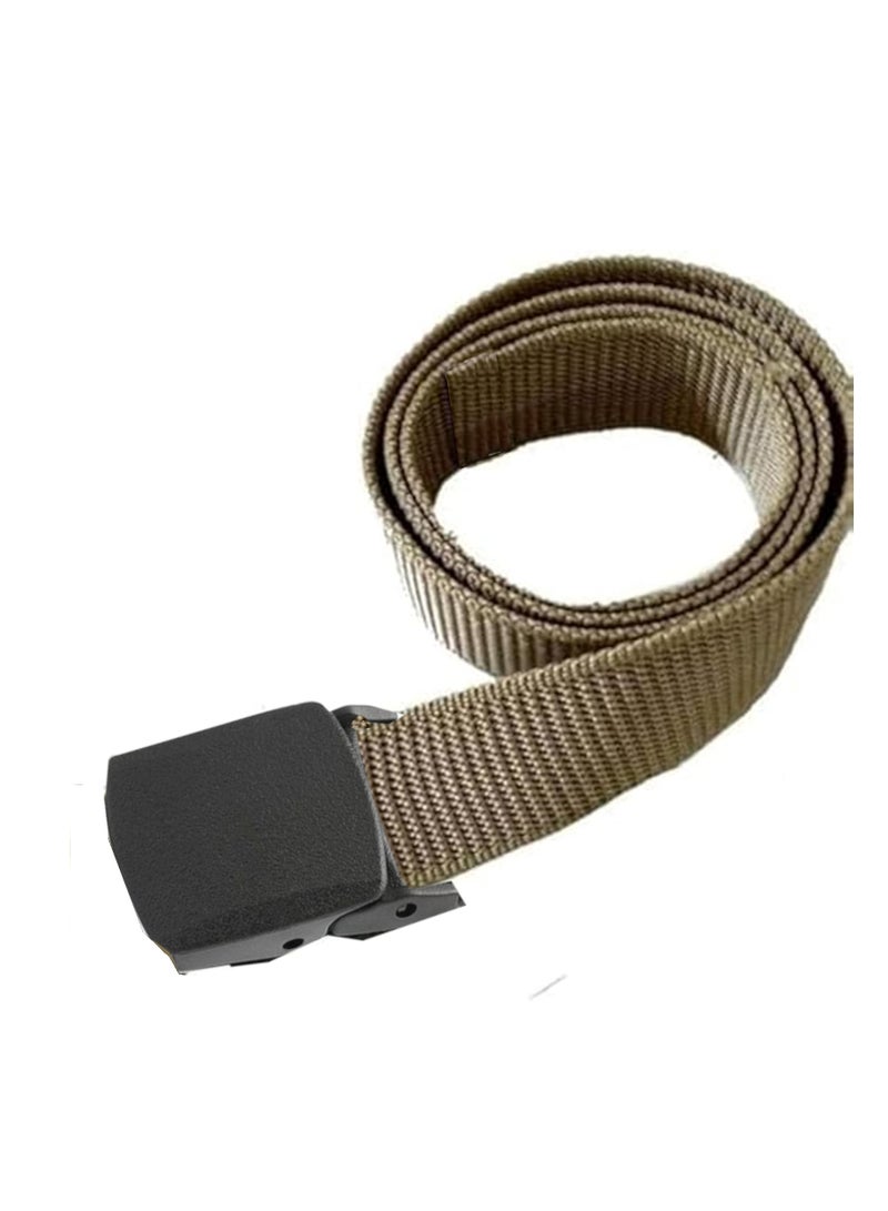 Classic beige belt with black buckle, perfect for a formal look