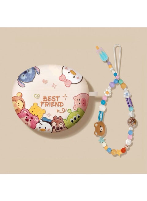 For HuaweiFreebuds456ipro3se2 Frosted Tpu Cartoon Soft Case Wireless Bluetooth Headset Protective Cover-Color:Off-white Q Version Avatar With Ice Cream Lanyard-Model:Suitable For Freebuds Pro3/pro4
