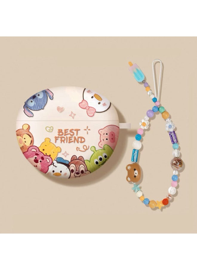 Generic - For HuaweiFreebuds456ipro3se2 Frosted Tpu Cartoon Soft Case Wireless Bluetooth Headset Protective Cover-Color:Off-white Q Version Avatar With Ice Cream Lanyard-Model:Suitable For Freebuds Pro3/pro4 - Image 1