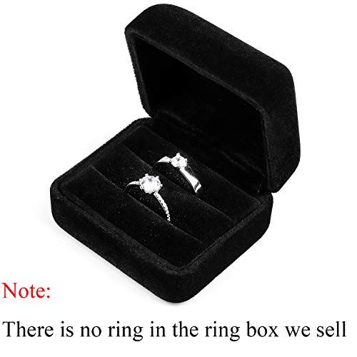 GBYAN Velvet 2 Slots Ring Box with LED Light for Ceremony Jewelry Display Gift Box for Engagement, Wedding, Black - Image 5