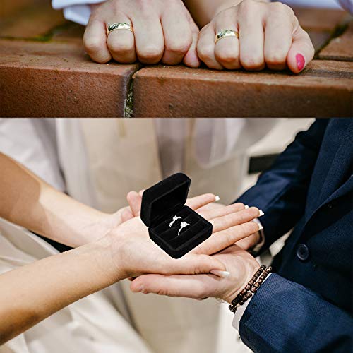 GBYAN Velvet 2 Slots Ring Box with LED Light for Ceremony Jewelry Display Gift Box for Engagement, Wedding, Black - Image 4