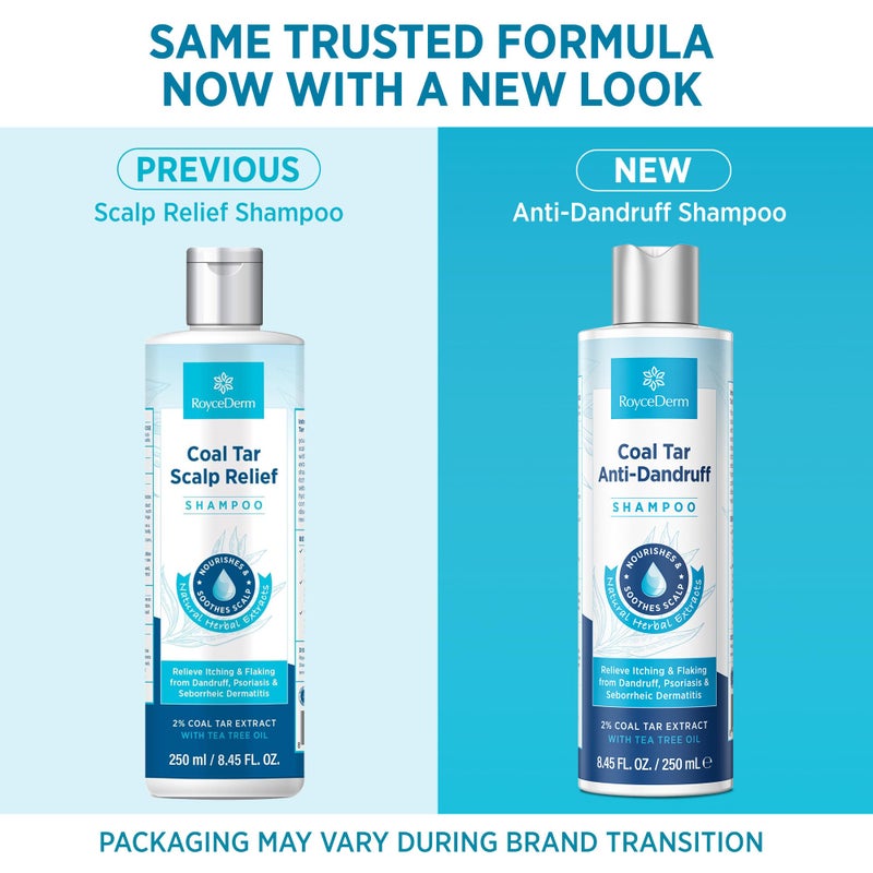 RoyceDerm Coal Tar Dandruff Shampoo: Extra Strength 2% Coal Tar Extract Medicated Gel for Rapid Scalp Hair Relief targets dandruff, psoriasis, and seborrheic dermatitis - Hydrating & Natural Fragrance - Image 2