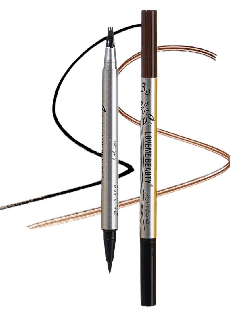 LOVEME BEAUTY - Fine Sketch eyebrow and Eyeliner pen Dark Brown \ Black - Image 1