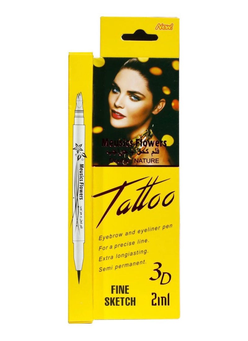 LOVEME BEAUTY - Fine Sketch eyebrow and Eyeliner pen Dark Brown \ Black - Image 1