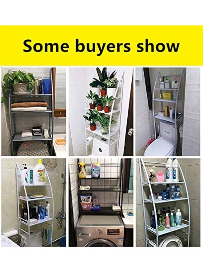 بلومنغ تايم رف تخزين مقوس بثلاثة أرفف يُعلق فوق المرحاض - معدني أسود موفر للمساحة في الحمام مع حامل ورق تواليت وخطافات للمناشف - Image 3