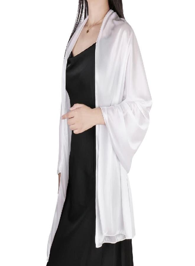 Ladiery Silky Satin Shawls and Wraps for Women Evening Dress, Lightweight Long Bridal Elegant Bright Wedding Stole - Image 2