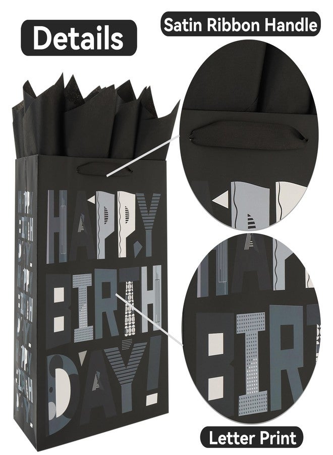 wishinside 1 Pack Extra Large Gift Bags Set with Handles, Greeting Card, Tissue Paper and Stickers for Women, Men, Girls, Boys, Kids, Teens, Cartoon Design, 16.5" Black - Image 4