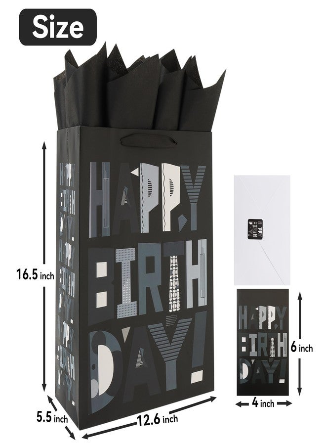 wishinside 1 Pack Extra Large Gift Bags Set with Handles, Greeting Card, Tissue Paper and Stickers for Women, Men, Girls, Boys, Kids, Teens, Cartoon Design, 16.5" Black - Image 2