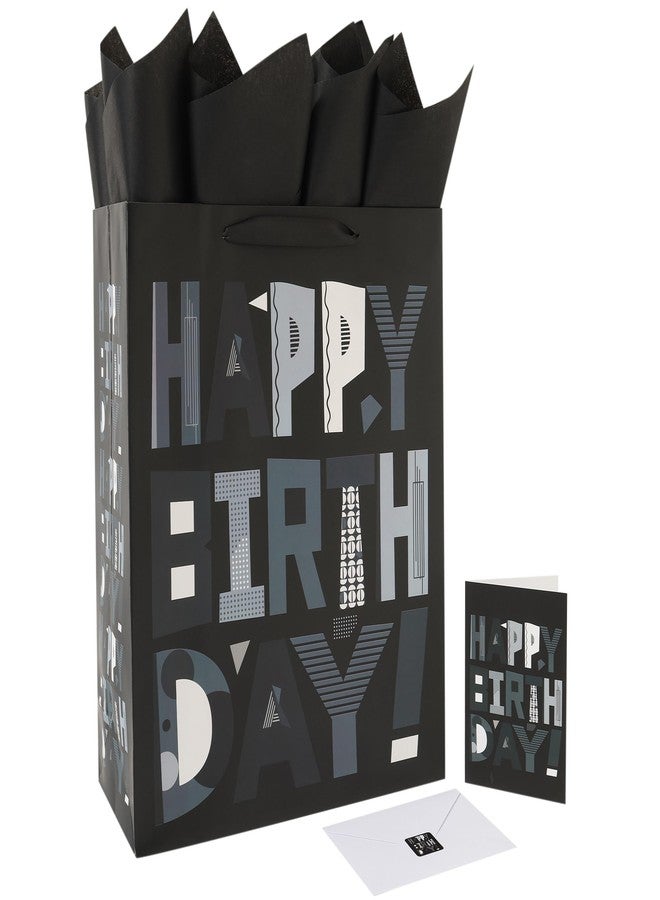 wishinside 1 Pack Extra Large Gift Bags Set with Handles, Greeting Card, Tissue Paper and Stickers for Women, Men, Girls, Boys, Kids, Teens, Cartoon Design, 16.5" Black - Image 1