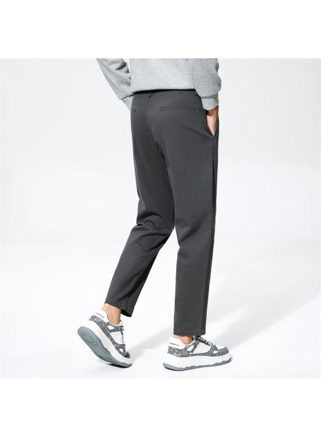 Dancing Wolves 280g Cotton-spandex Long-staple Cotton Stretch Comfortable Heavyweight Casual Cropped Pants 015 Dark Gray Size 34 - Image 2