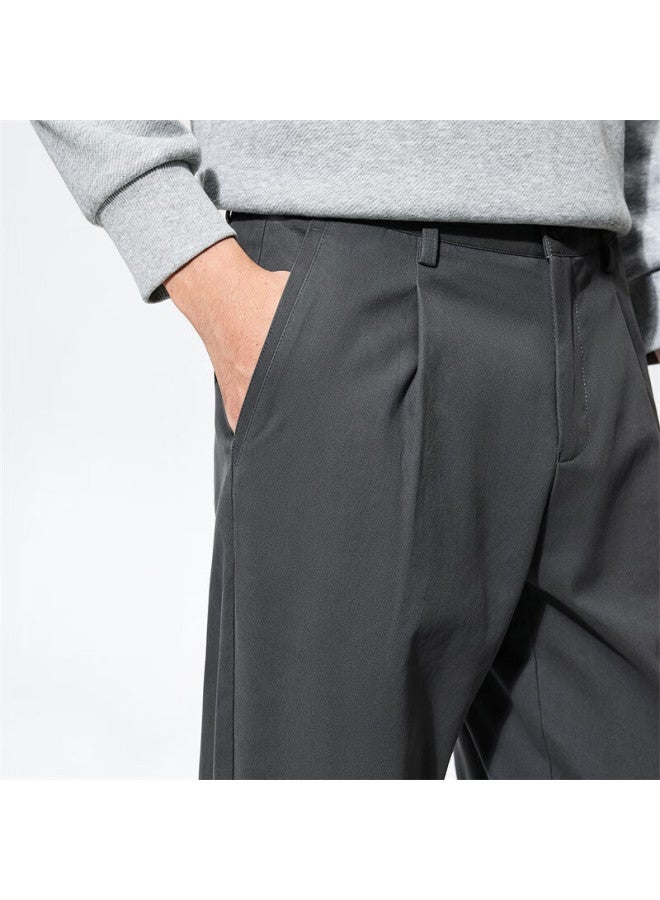 Dancing Wolves 280g Cotton-spandex Long-staple Cotton Stretch Comfortable Heavyweight Casual Cropped Pants 015 Dark Gray Size 34 - Image 4