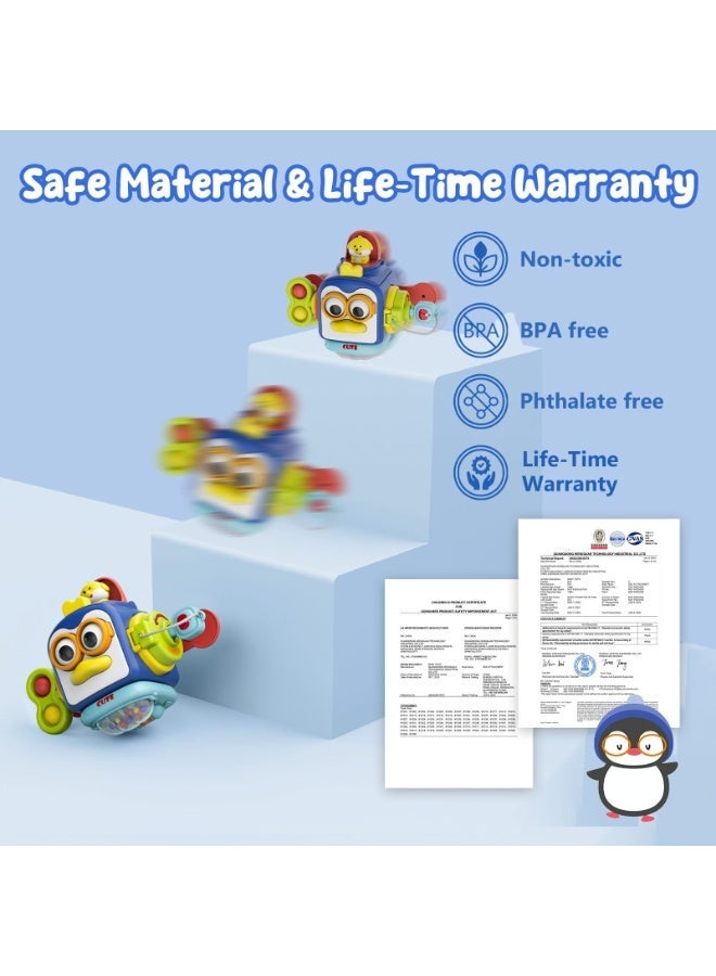 هالامودو لعبة الطفل المشغول بالكرة، صندوق تدوير المكعب الحسي التعليمي، كرة البطريق المشغولة متعددة الوظائف، لعبة مونتسوري للتعلم المبكر، لعبة لعب نشاط الرضع، زراعة التشبث وتنسيق العين اليدوية، أولاد بنات لعبة عيد ميلاد هدية ممتعة - Image 5