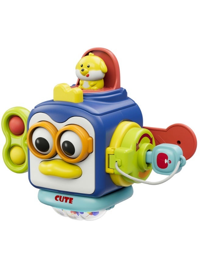 هالامودو لعبة الطفل المشغول بالكرة، صندوق تدوير المكعب الحسي التعليمي، كرة البطريق المشغولة متعددة الوظائف، لعبة مونتسوري للتعلم المبكر، لعبة لعب نشاط الرضع، زراعة التشبث وتنسيق العين اليدوية، أولاد بنات لعبة عيد ميلاد هدية ممتعة - Image 1