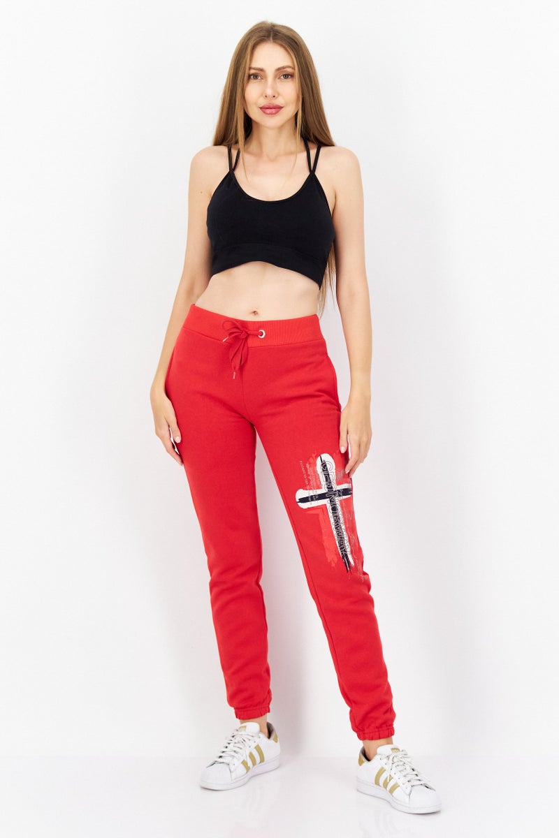 GEOGRAPHICAL NORWAY بنطال جوجر جرافيك عادي للنساء، أحمر - Image 2