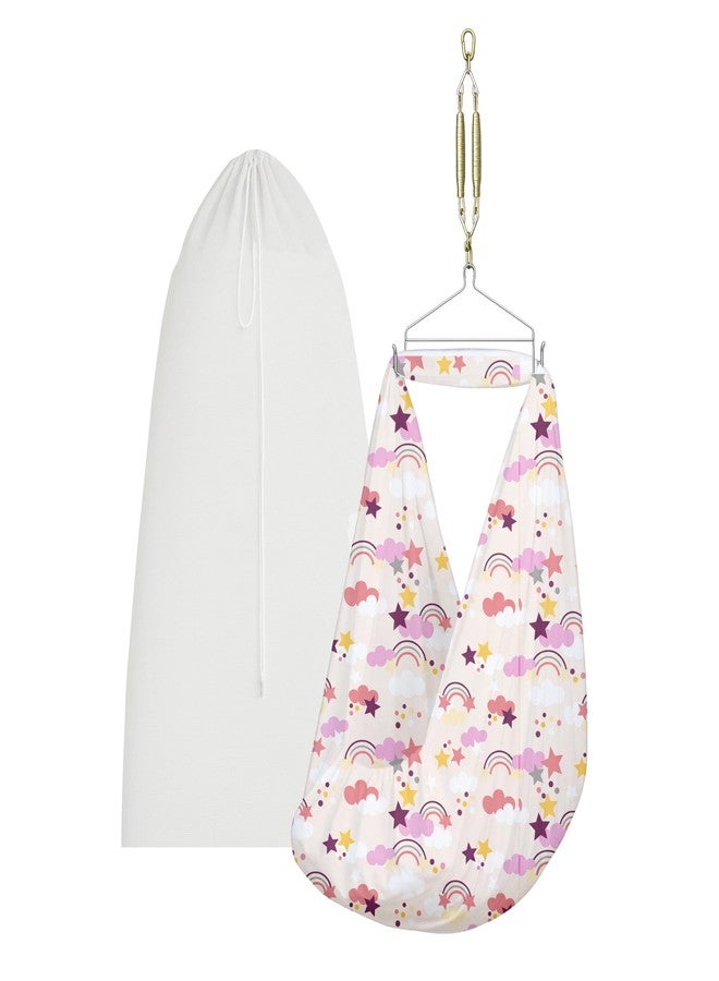Happykid Baby Cradlé Set | Durable Cotton Cloth, Mosquito Net, Spring, Triangle and Window Hanger (White & Purple, Cradle (Without Window Hanger)) - Image 1