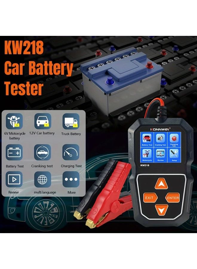 فاحص البطارية والمولد KW218 يعمل بطاقة USB، 6V 12V، 100-2000 CCA، محلل للسيارات والشاحنات والقوارب والدراجات النارية. - Image 2