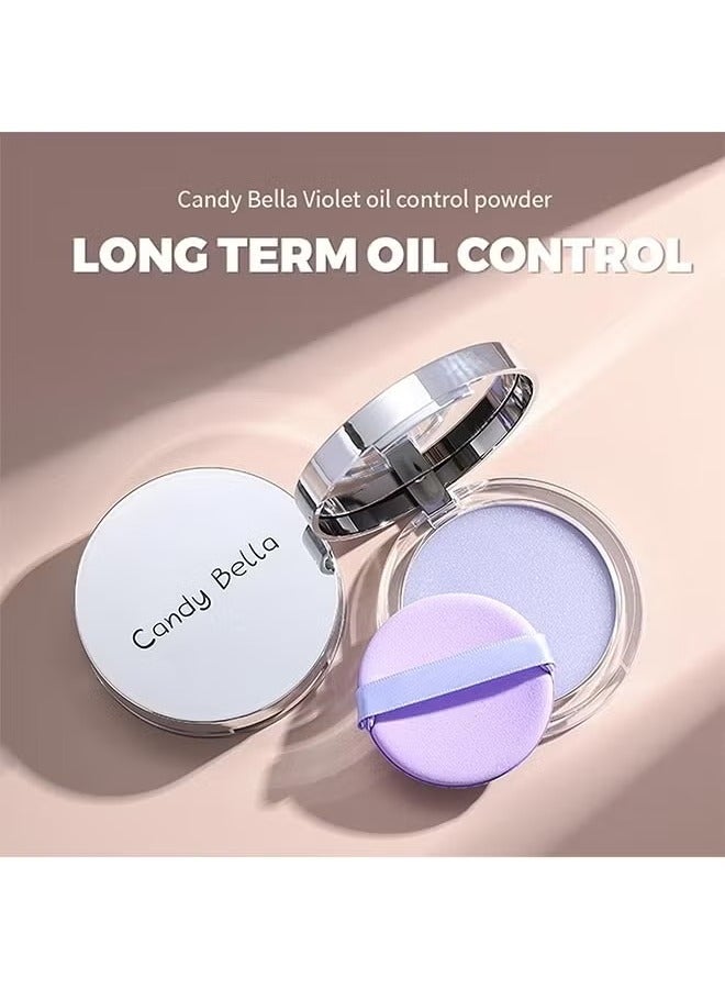 Candy Bella Matte Foundation Powder, Jelly Setting Powder with Mini Puff, Powder-free Oil Control Face Pressed Powder Creates Long-Lasting Silky Blurring Waterproof Makeup #Violet Powder - Image 2
