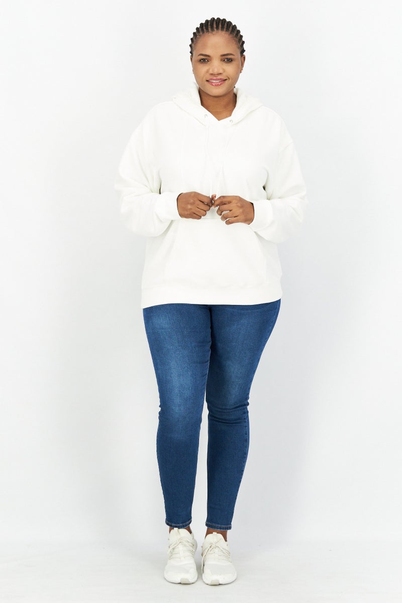 ESPRIT سويت شيرت نسائي بغطاء رأس مع حبل سحب وأكمام طويلة، أبيض - Image 4