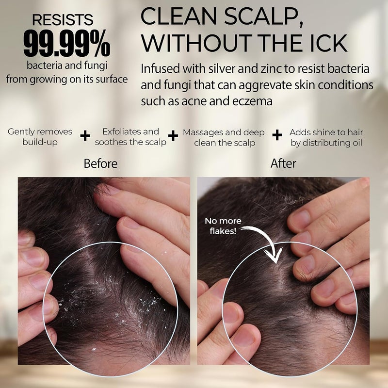 Scalp Massager Shampoo Brush - Silicon Scalp Scrubber & Exfoliator for Dandruff Removal and Hair Growth, Brush for Wet & Dry Hair, for Men, Women, Kids - BPA Free - Image 2